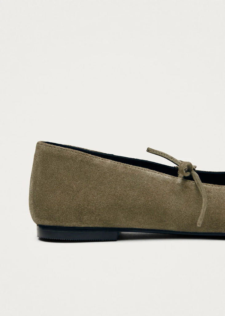 Sway Suede Leather Ballet Flats - Khaki - Armadi - Alohas - Shoes