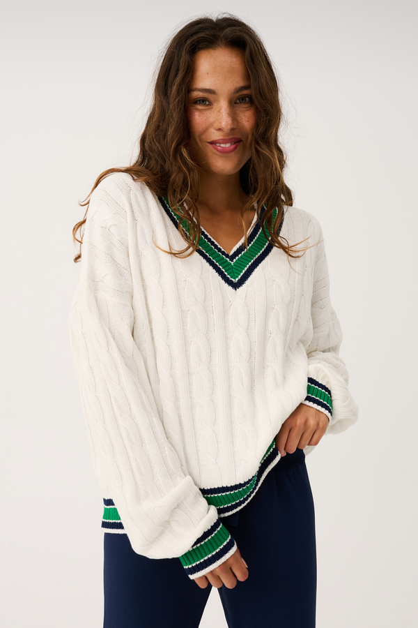 Asher Heritage Knit Sweater - Cream/Tide - Armadi - Cartel & Willow - Knitwear