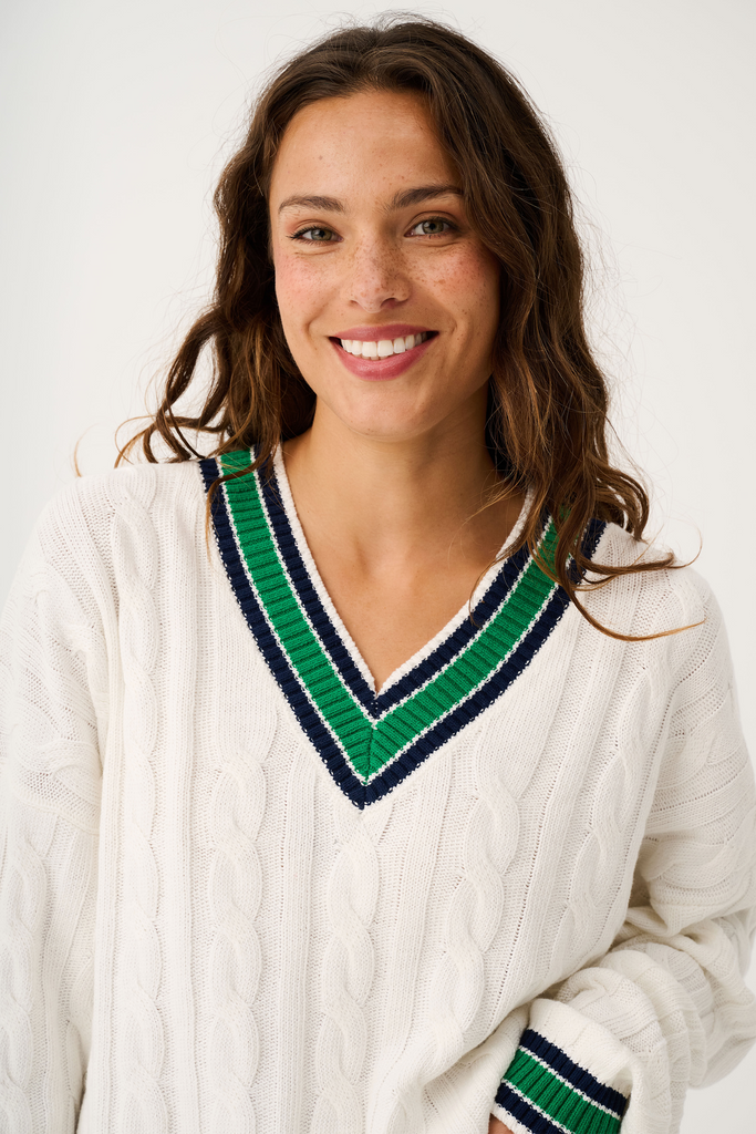 Asher Heritage Knit Sweater - Cream/Tide - Armadi - Cartel & Willow - Knitwear