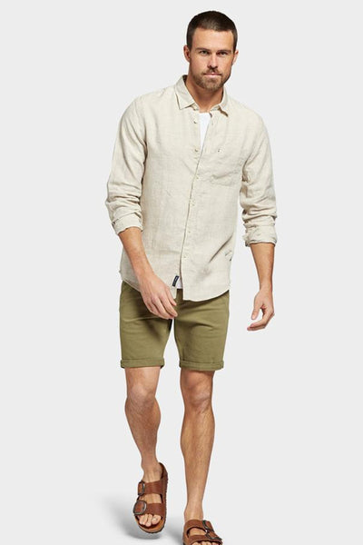 Hampton L/S Linen Shirt - Oatmeal - Armadi - Academy Brand - Men