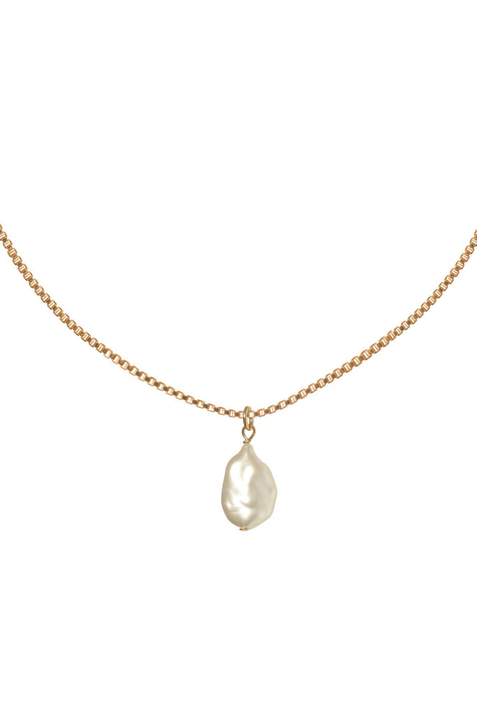 Freshwater Pearl Pendant with Box Chain - Gold - Armadi - S-Kin Jewellery - Jewellery